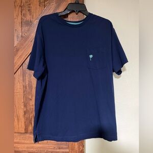 Caribbean Supima Men  Navy Short-Sleeve Pocket Tee with Logo. Size XL